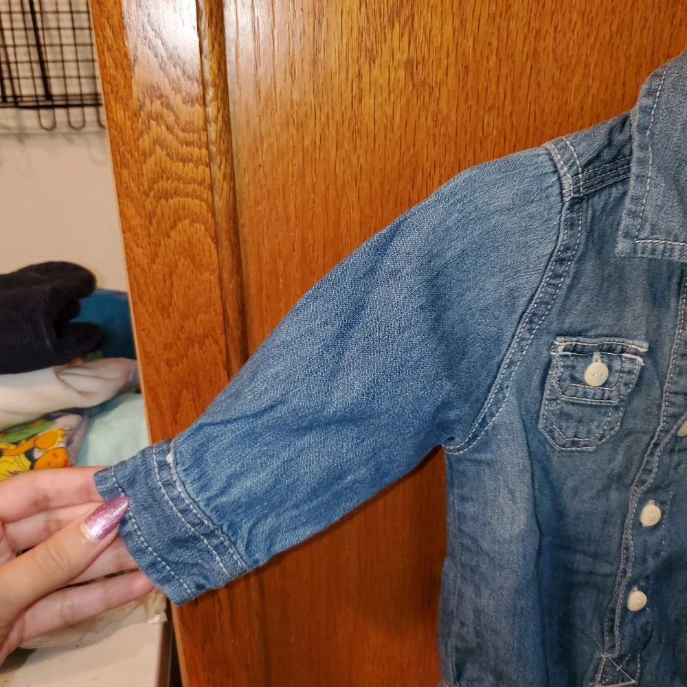 5 for $25 | OshKosh B'gosh Denim Chambray Button Up Long Sleeve Bodysuit